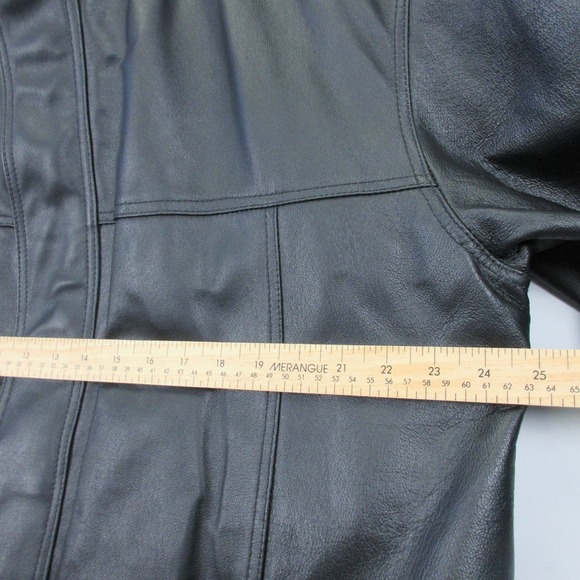 Charles Klein Genuine Leather Trench Coat Men XL Black Full Length Gothic 2320 - Picture 8 of 16